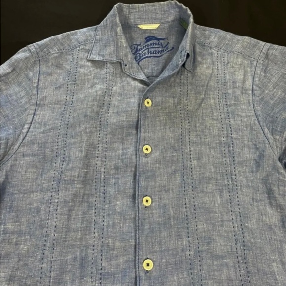 Tommy Bahama Mens Blue Short Sleeve Button Up Linen Shirt Size M - Picture 9 of 9